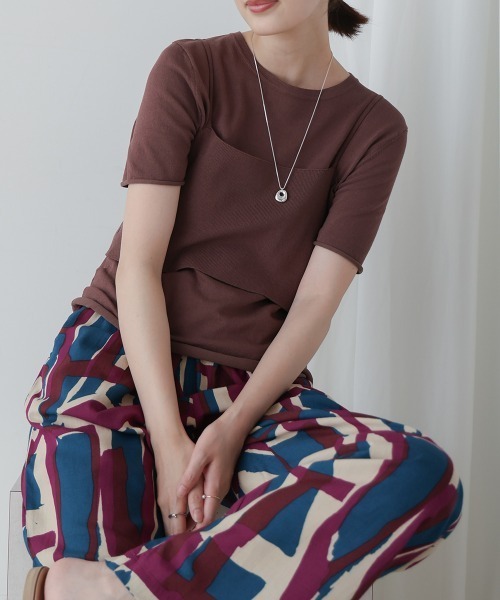 Bou Jeloud(ブージュルード)の「ニットTシャツ&キャミセット(Tシャツ/カットソー・レディース・オレンジ/ベージュ/ブラウン/グリーン・38)」の7枚目の写真