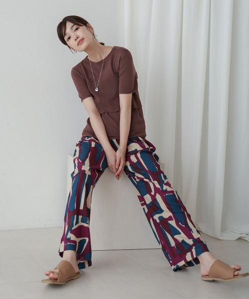Bou Jeloud(ブージュルード)の「ニットTシャツ&キャミセット(Tシャツ/カットソー・レディース・オレンジ/ベージュ/ブラウン/グリーン・38)」の8枚目の写真