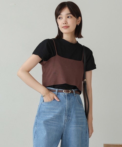 Bou Jeloud(ブージュルード)の「ニットTシャツ&キャミセット(Tシャツ/カットソー・レディース・オレンジ/ベージュ/ブラウン/グリーン・38)」の12枚目の写真