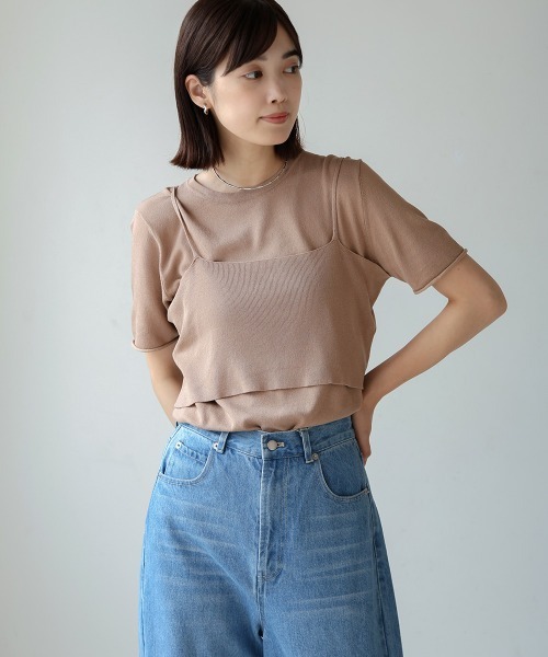 Bou Jeloud(ブージュルード)の「ニットTシャツ&キャミセット(Tシャツ/カットソー・レディース・オレンジ/ベージュ/ブラウン/グリーン・38)」の20枚目の写真