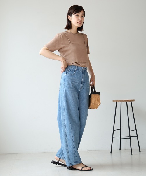 Bou Jeloud(ブージュルード)の「ニットTシャツ&キャミセット(Tシャツ/カットソー・レディース・オレンジ/ベージュ/ブラウン/グリーン・38)」の22枚目の写真