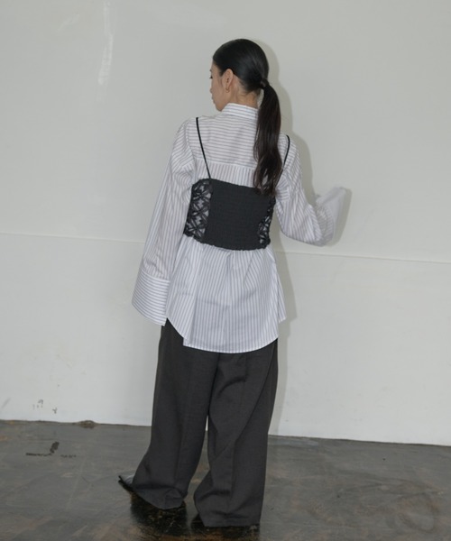 AIC.（エーアイシー）の「オーガンジーフラワーシャーリングビスチェ/アンサンブル可能（キャミソール・レディース・オフホワイト/ブラック・FREE）」の15枚目の写真