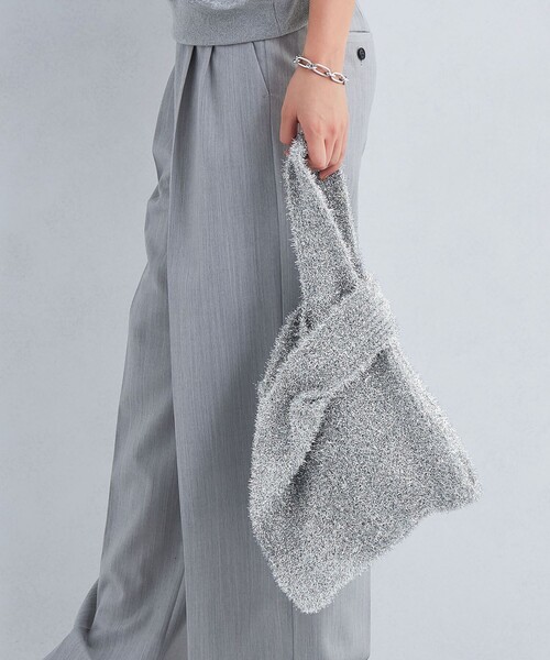 green label relaxing（グリーンレーベルリラクシング）の「シャイニー ニット マーケット バッグ（トートバッグ・レディース・ブラック/オフホワイト/シルバー/ゴールド/コバルトブルー・FREE）」の4枚目の写真