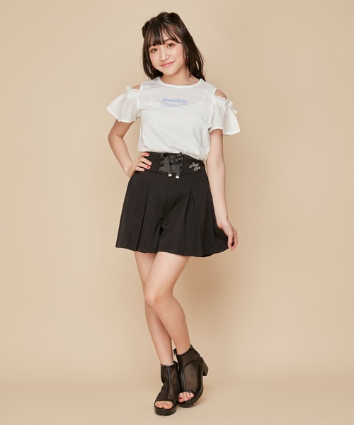 JENNI love(ジェニィラブ)の「【UVカット・ひんやり素材・吸水速乾】接触冷感肩あきシアーそでTシャツ(Tシャツ/カットソー・キッズ・ブラウン/サックスブルー/オフホワイト・140cm/130cm/160cm/150cm)」の4枚目の写真