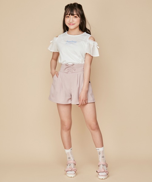JENNI love(ジェニィラブ)の「【UVカット・ひんやり素材・吸水速乾】接触冷感肩あきシアーそでTシャツ(Tシャツ/カットソー・キッズ・ブラウン/サックスブルー/オフホワイト・140cm/130cm/160cm/150cm)」の6枚目の写真