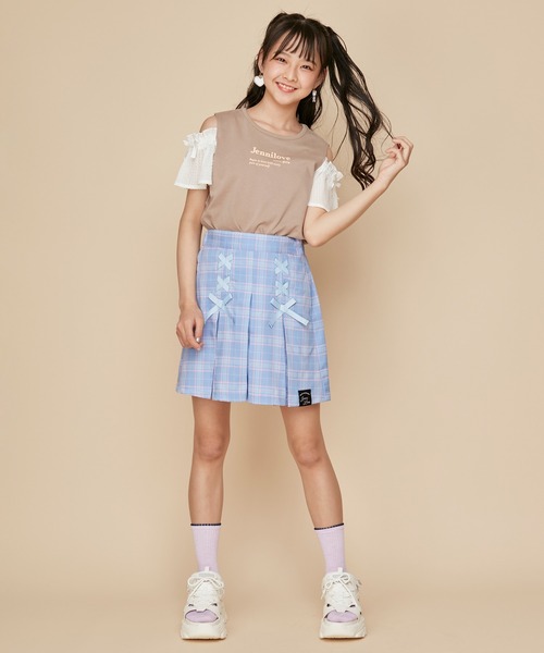 JENNI love(ジェニィラブ)の「【UVカット・ひんやり素材・吸水速乾】接触冷感肩あきシアーそでTシャツ(Tシャツ/カットソー・キッズ・ブラウン/サックスブルー/オフホワイト・140cm/130cm/160cm/150cm)」の8枚目の写真