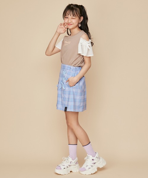 JENNI love(ジェニィラブ)の「【UVカット・ひんやり素材・吸水速乾】接触冷感肩あきシアーそでTシャツ(Tシャツ/カットソー・キッズ・ブラウン/サックスブルー/オフホワイト・140cm/130cm/160cm/150cm)」の9枚目の写真