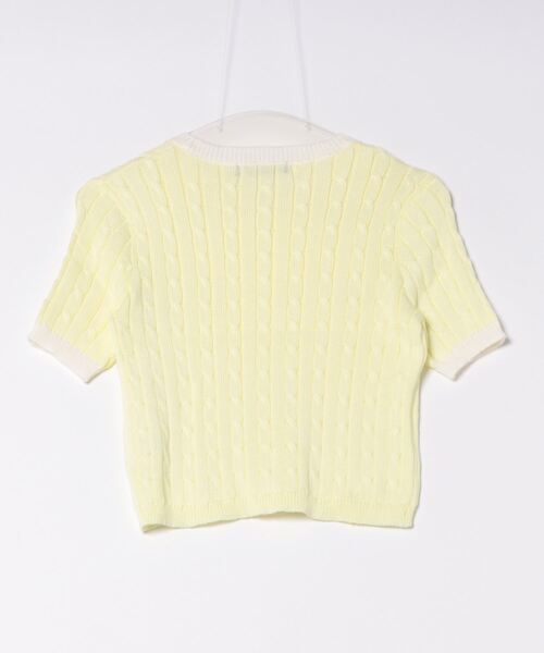 GORGE（ゴージ）の「《配色ケーブル編み×ロゴ刺繍》レディース 半袖ニットプルオーバー 春夏秋（Tシャツ/カットソー・レディース・ブラック/アイボリー/イエロー/ライトブルーグレー・F）」の9枚目の写真