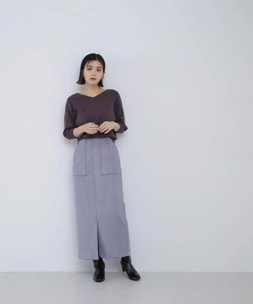 NATURAL BEAUTY BASIC アウトポケットフェイクスエードスカート NATURAL BEAUTY BASIC アウトポケットフェイクスエードスカート