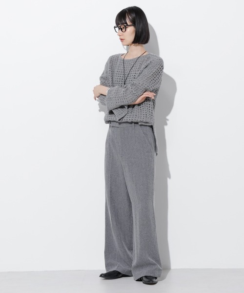 Apo(s)ture(アポスチャー)の「ARIA-003/ヘリンボンセンタープレスワイドパンツ(その他パンツ・レディース・ライトグレー/ブラウン/チャコール/グレー・XL/XS/S/M/L)」の18枚目の写真