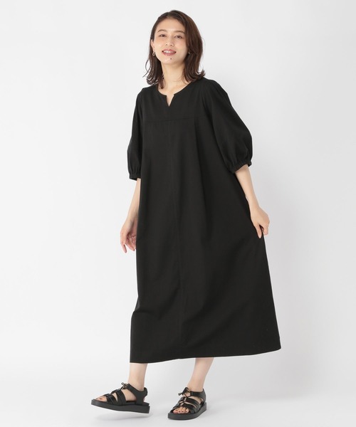 studio CLIP（スタディオクリップ）の「ランタンスリーブデニムワンピース（ワンピース・レディース・インディゴブルー/ブラック・FREE）」の3枚目の写真