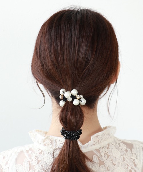 パール×ビーズセットヘアゴム（ヘアゴム）｜Three Four Time（スリー