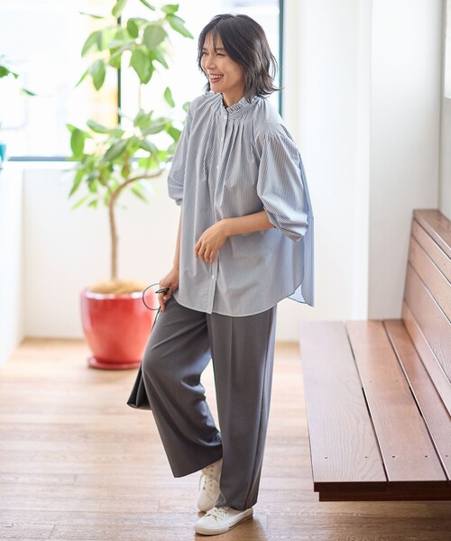 ANY(エニィ)の「スタンドネックブラウス(シャツ/ブラウス・レディース・ライトグレー系1/ブラウン系3/ホワイト系/ブルー系3・2/3)」の22枚目の写真