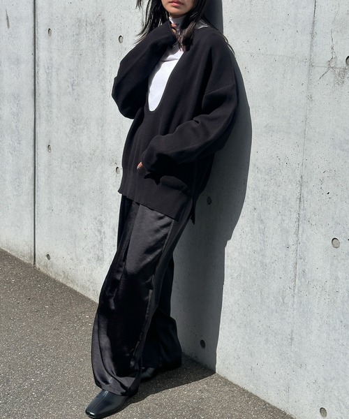 ニット セーター ディープUネックスウェットライクニット レディース ディープUネックスウェットライクニット – SELECT MOCA