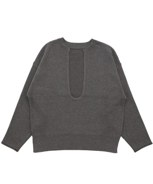 select MOCA（セレクトモカ）の「ディープUネックスウェットライクニット（ニット/セーター・レディース・チャコール/アイボリー/ブラック/ネイビー・FREE/SMALL）」の7枚目の写真