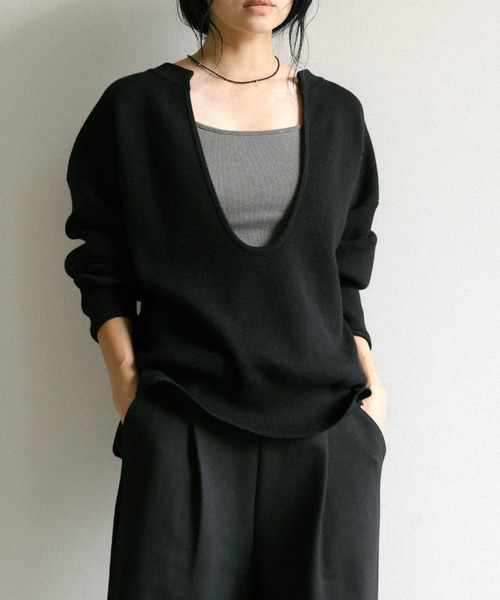 u*0様 アンティパスト　マドリガル　デザイン クルーネックセーター ブラック アンティパスト マドリガル デザイン クルーネックセーター ブラック