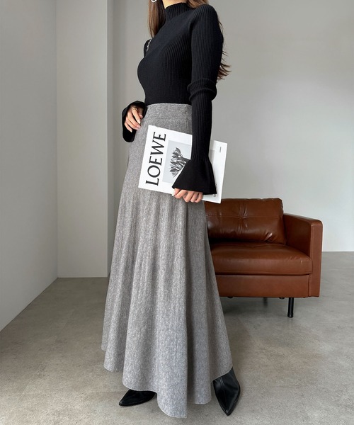 セール】ニットロングフレアスカート（スカート）｜andme（アンドミー  