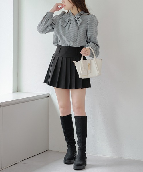 continuer de NICE CLAUP(コンティニューデナイスクラップ)の「【WEB限定】リボンタイブラウス(シャツ/ブラウス・レディース・オフホワイト/ブラック/チェック・FREE)」の16枚目の写真