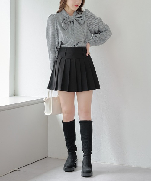 continuer de NICE CLAUP(コンティニューデナイスクラップ)の「【WEB限定】リボンタイブラウス(シャツ/ブラウス・レディース・オフホワイト/ブラック/チェック・FREE)」の17枚目の写真