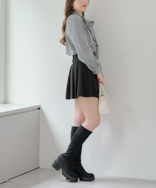 continuer de NICE CLAUP(コンティニューデナイスクラップ)の「【WEB限定】リボンタイブラウス(シャツ/ブラウス・レディース・オフホワイト/ブラック/チェック・FREE)」の18枚目の写真