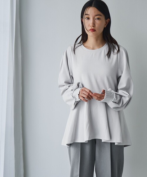 RONEL(ロネル)の「イージージョーゼットペプラムカットソー(Tシャツ/カットソー・レディース・ネイビー/ライトグレー/オフホワイト/ブラック・S/M/L)」の5枚目の写真