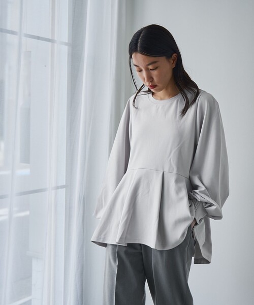 RONEL(ロネル)の「イージージョーゼットペプラムカットソー(Tシャツ/カットソー・レディース・ネイビー/ライトグレー/オフホワイト/ブラック・S/M/L)」の14枚目の写真
