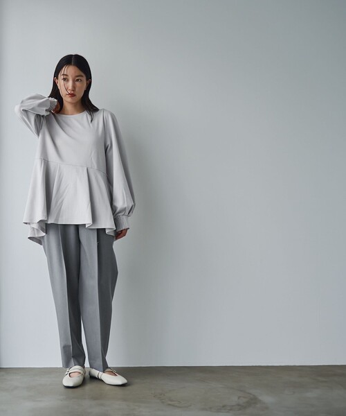 RONEL(ロネル)の「イージージョーゼットペプラムカットソー(Tシャツ/カットソー・レディース・ネイビー/ライトグレー/オフホワイト/ブラック・S/M/L)」の13枚目の写真