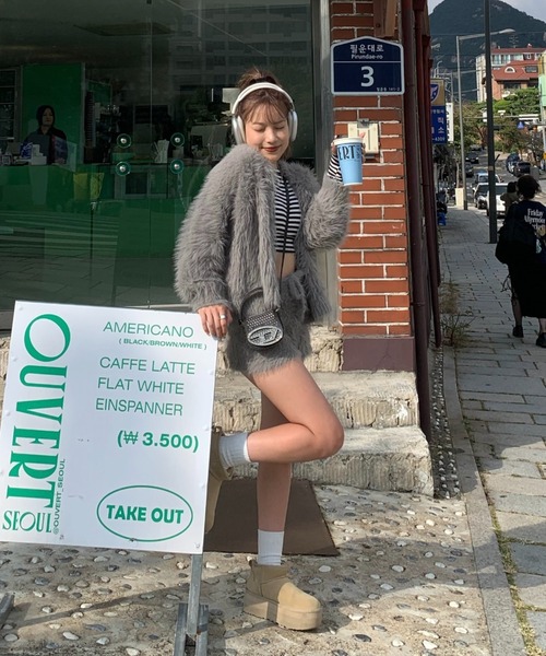 INTER FACTORY（インターファクトリー）の「mayu - シャギーカーディガン (セットアップ)（カーディガン/ボレロ・レディース・ブラック/グレー/アイボリー・FREE）」の18枚目の写真