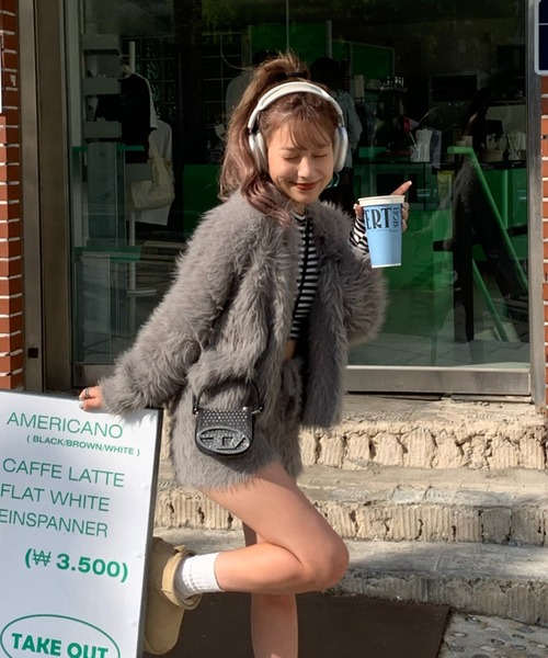 INTER FACTORY（インターファクトリー）の「mayu - シャギーカーディガン (セットアップ)（カーディガン/ボレロ・レディース・ブラック/グレー/アイボリー・FREE）」の13枚目の写真