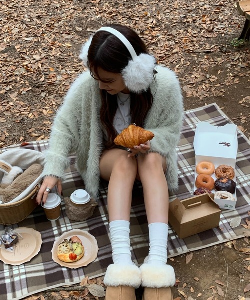 INTER FACTORY（インターファクトリー）の「mayu - シャギーカーディガン (セットアップ)（カーディガン/ボレロ・レディース・ブラック/グレー/アイボリー・FREE）」の10枚目の写真