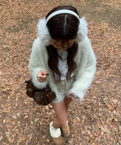 INTER FACTORY（インターファクトリー）の「mayu - シャギーカーディガン (セットアップ)（カーディガン/ボレロ・レディース・ブラック/グレー/アイボリー・FREE）」の6枚目の写真