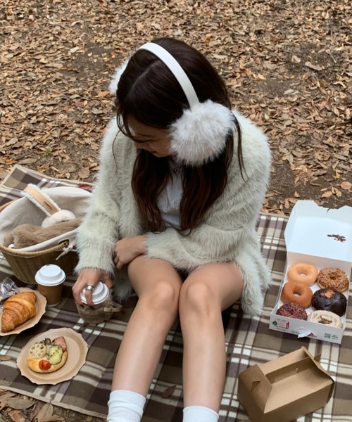 INTER FACTORY（インターファクトリー）の「mayu - シャギーカーディガン (セットアップ)（カーディガン/ボレロ・レディース・ブラック/グレー/アイボリー・FREE）」の11枚目の写真