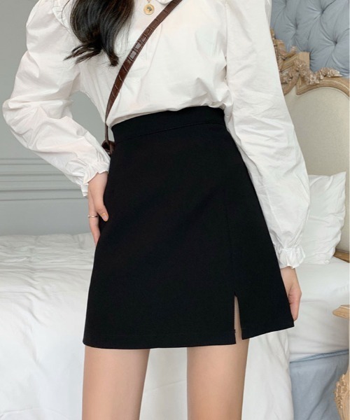 kirakiraShop（キラキラショップ）の「サイド スリット ボックス ミニスカート（スカート・レディース・ブラック・S/M）」の5枚目の写真