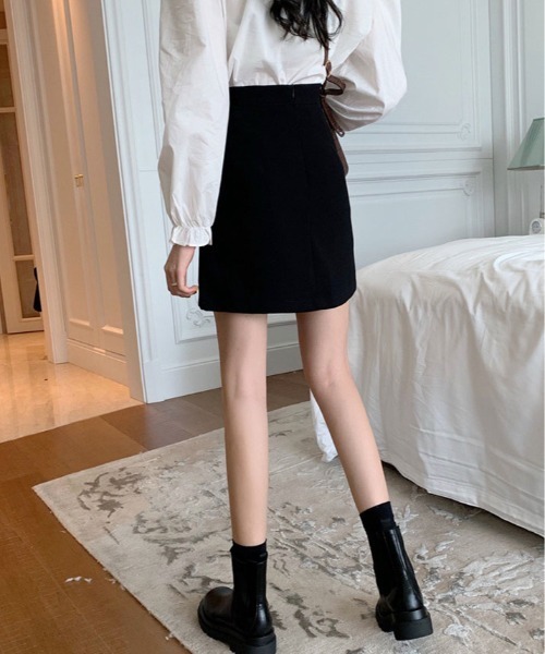 kirakiraShop（キラキラショップ）の「サイド スリット ボックス ミニスカート（スカート・レディース・ブラック・S/M）」の11枚目の写真