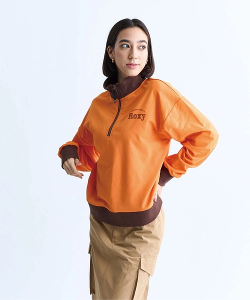 ROXY(ロキシー)の「KEEP IT REAL STAND/ROXY速乾UVカットハーフジップトップス(スウェット・レディース・ブラック/ホワイト/グレー/オレンジ・LARGE/MEDIUM/SMALL)」の2枚目の写真