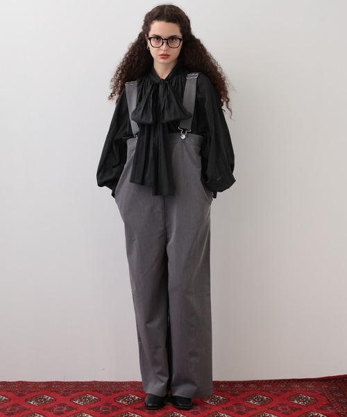 saloon(サルーン)の「SALOON(サルーン)/ワイドサロペット【手洗い可】(サロペット/オーバーオール・レディース・グレー/ブラック・FREE)」の11枚目の写真