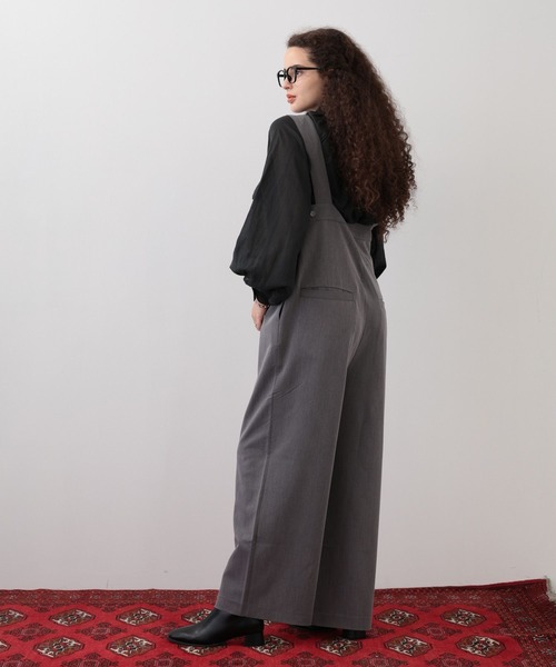 saloon(サルーン)の「SALOON(サルーン)/ワイドサロペット【手洗い可】(サロペット/オーバーオール・レディース・グレー/ブラック・FREE)」の5枚目の写真
