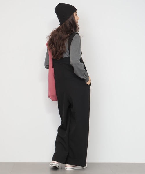 saloon(サルーン)の「SALOON(サルーン)/ワイドサロペット【手洗い可】(サロペット/オーバーオール・レディース・グレー/ブラック・FREE)」の8枚目の写真