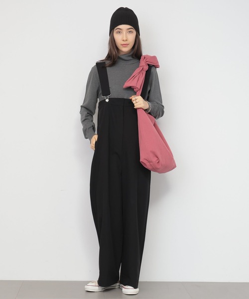 saloon(サルーン)の「SALOON(サルーン)/ワイドサロペット【手洗い可】(サロペット/オーバーオール・レディース・グレー/ブラック・FREE)」の10枚目の写真