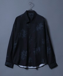 Georgette Total Pattern Print Big Silhouette Thickness Shirt/ジョーゼット 総柄プリント ビッグシルエット とろみシャツ セットアップ対応