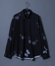 Georgette Total Pattern Print Big Silhouette Thickness Shirt/ジョーゼット 総柄プリント ビッグシルエット とろみシャツ セットアップ対応