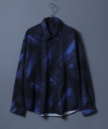Georgette Total Pattern Print Big Silhouette Thickness Shirt/ジョーゼット 総柄プリント ビッグシルエット とろみシャツ セットアップ対応