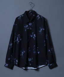 Georgette Total Pattern Print Big Silhouette Thickness Shirt/ジョーゼット 総柄プリント ビッグシルエット とろみシャツ セットアップ対応