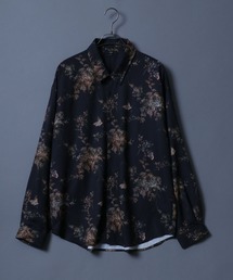 Georgette Total Pattern Print Big Silhouette Thickness Shirt/ジョーゼット 総柄プリント ビッグシルエット とろみシャツ セットアップ対応