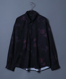 Georgette Total Pattern Print Big Silhouette Thickness Shirt/ジョーゼット 総柄プリント ビッグシルエット とろみシャツ セットアップ対応