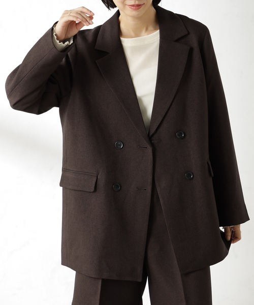 FOUND GOOD（ファウンドグッド）の「ウールライクBIGテーラーJK（テーラードジャケット・レディース・ブラウン系8/ブラウン系/ブラック・L/M/S）」の3枚目の写真