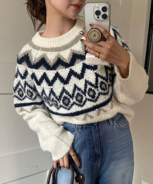 美品✨23AW セオリー FAIR ISLE PO ノルディック柄ニット グレー 美品✨23AW セオリー FAIR ISLE PO ノルディック柄ニット グレー