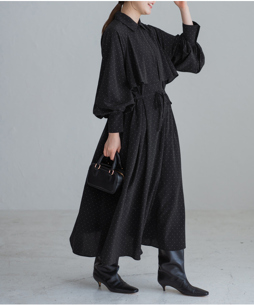 ✨新品未使用ペチコート付き✨25ss イエナ ドットサッシュワンピース WEB限定/追加2》ドットサッシュワンピース（ワンピース）｜IENA