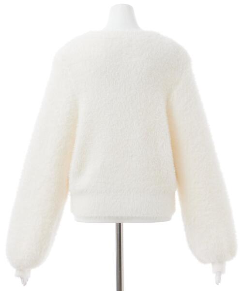 INGNI（イング）の「リボンデザインフェザー長袖ニット（ニット/セーター・レディース・ピンク系7/グレー系その他3/ホワイト×ブラック・M）」の6枚目の写真