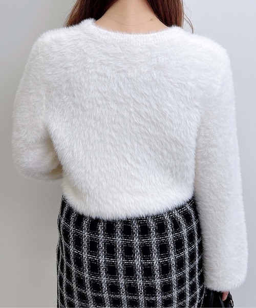 INGNI（イング）の「リボンデザインフェザー長袖ニット（ニット/セーター・レディース・ピンク系7/グレー系その他3/ホワイト×ブラック・M）」の14枚目の写真